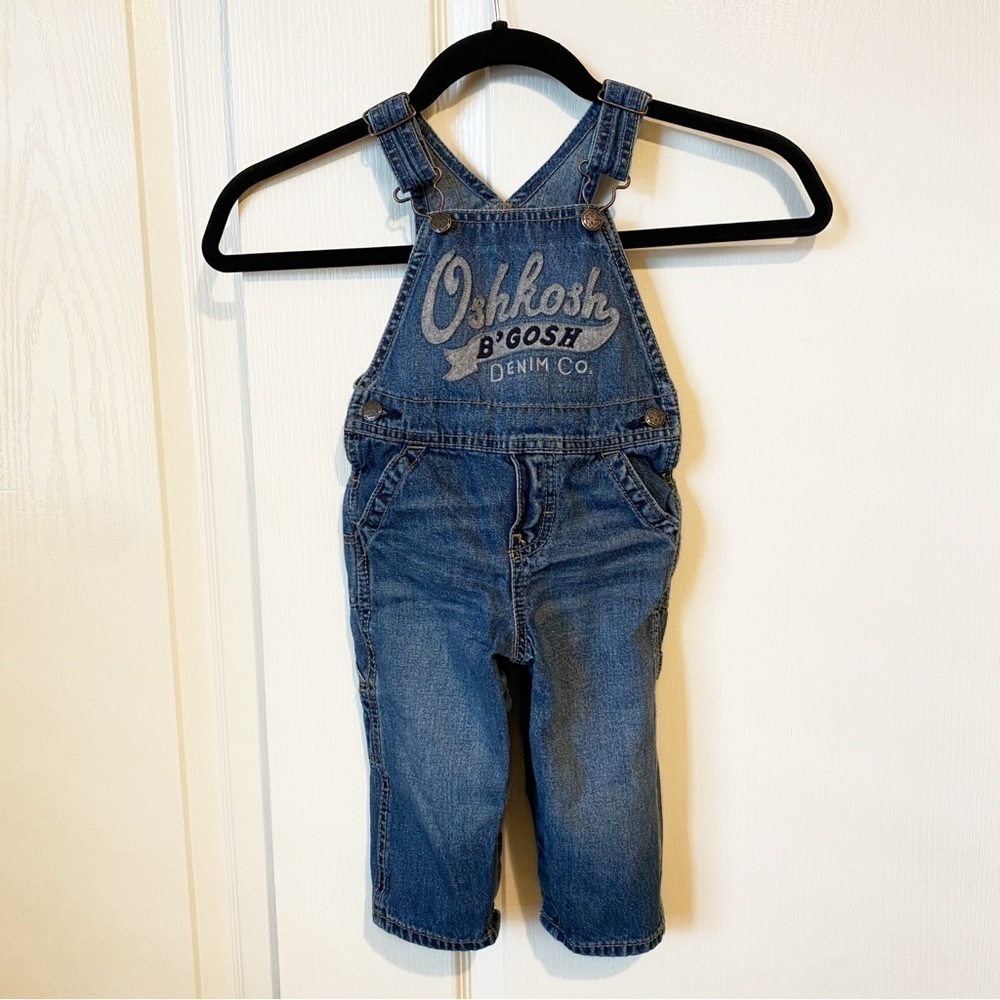 OshKosh B' Gosh Denim Bib Overalls Blue Jeans Toddler Kids Size 12 Months